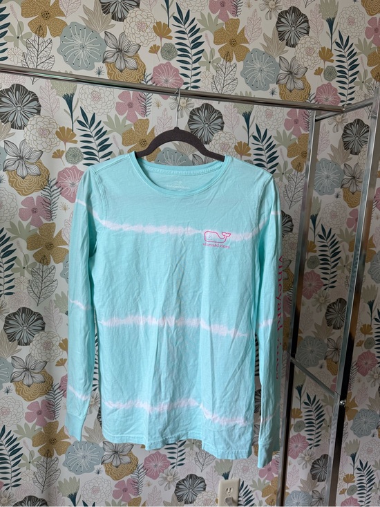 Vineyard Vines Tops - Vineyard Vines Light Blue Tie-Dye Long Sleeve Tee with Pink Whale